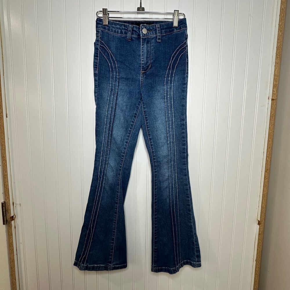 Joes Jeans Girls High Rise Flare Medium Wash Curved Seam Denim‎ Blue Size 12